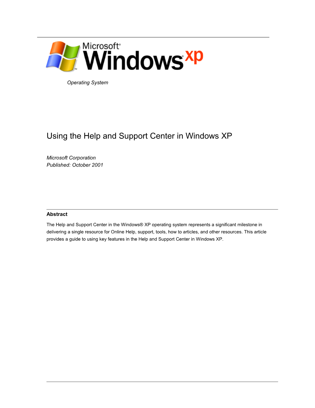 Using the Help and Supportcenter in Windows XP