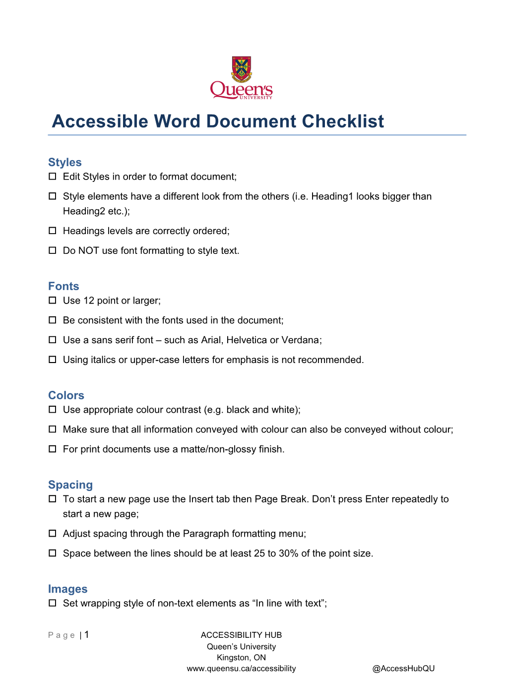 Accessible Document Checklist