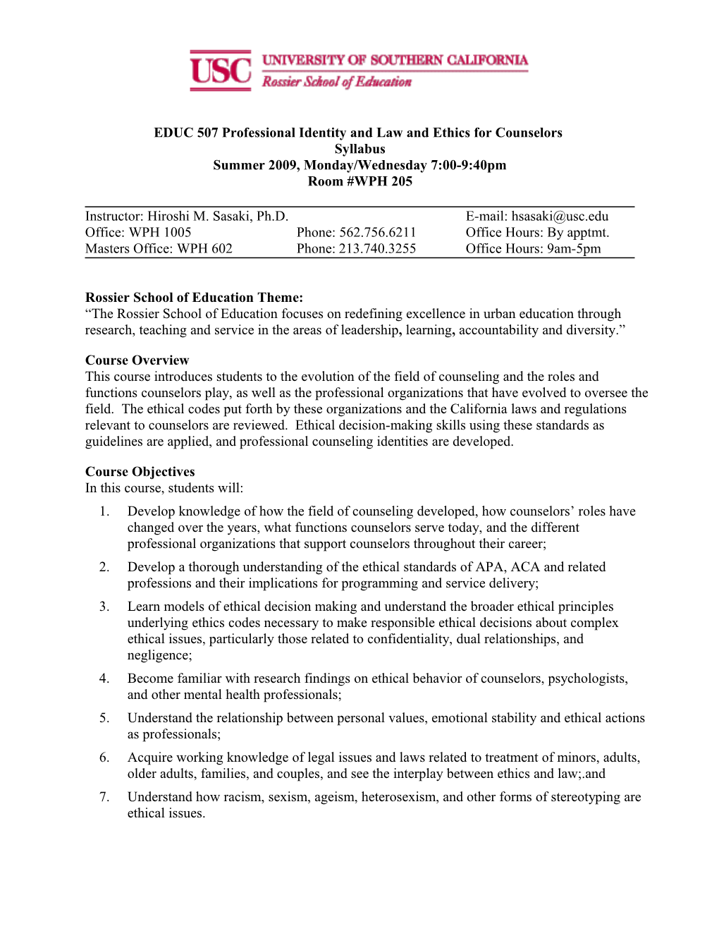 EDUC 507 Professional Identity and Law and Ethics for Counselors