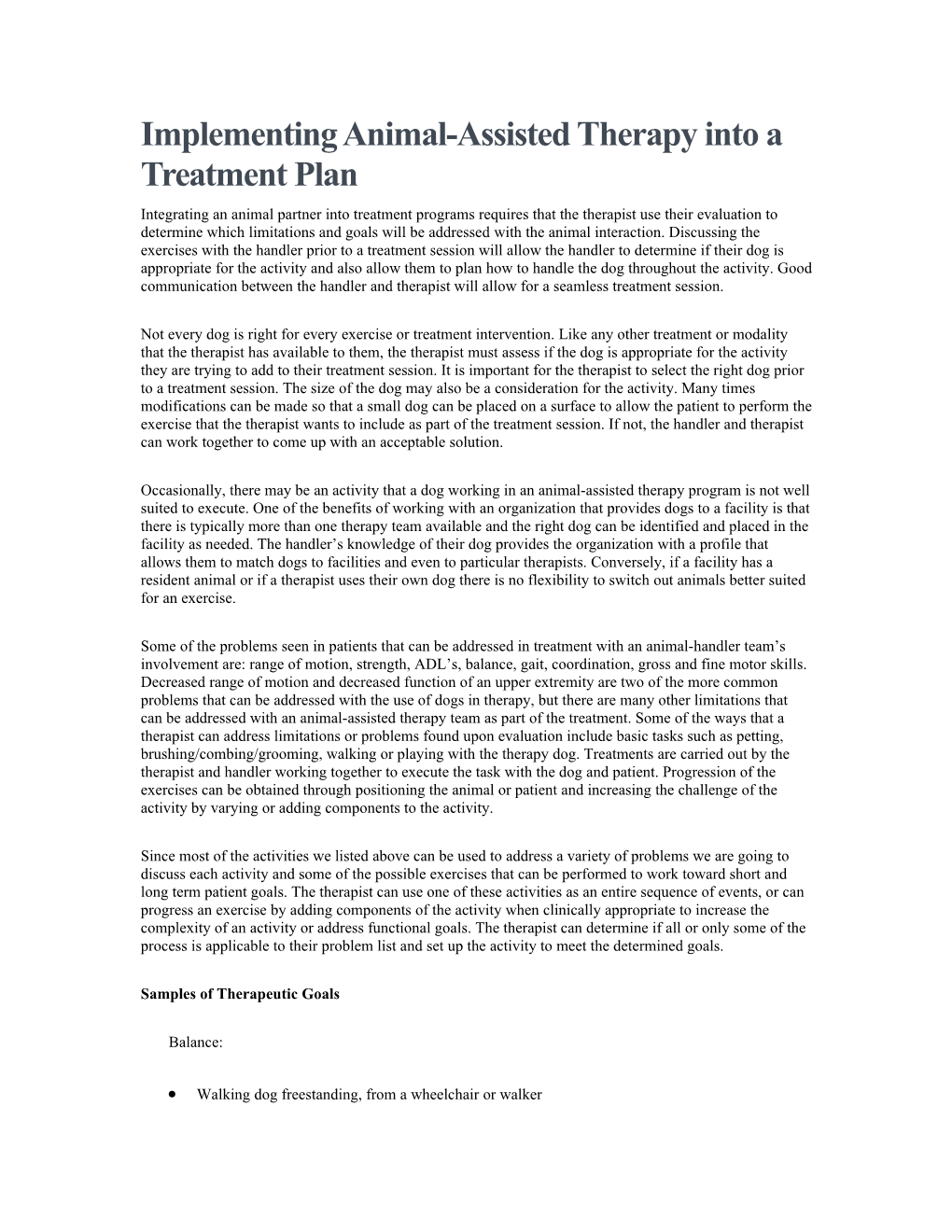 Implementing Animal-Assisted Therapy Into a Treatment Plan