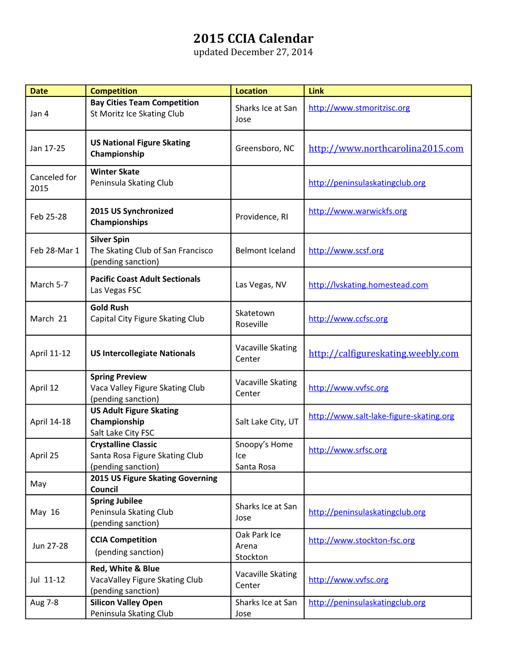 2015 CCIA Calendar