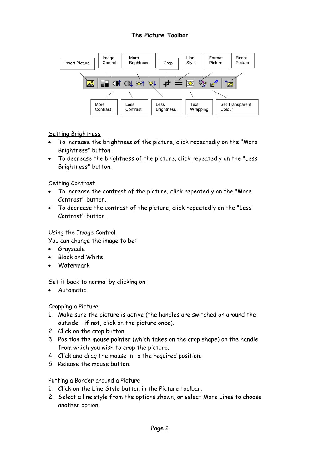 Manipulating Pictures in a Word Document