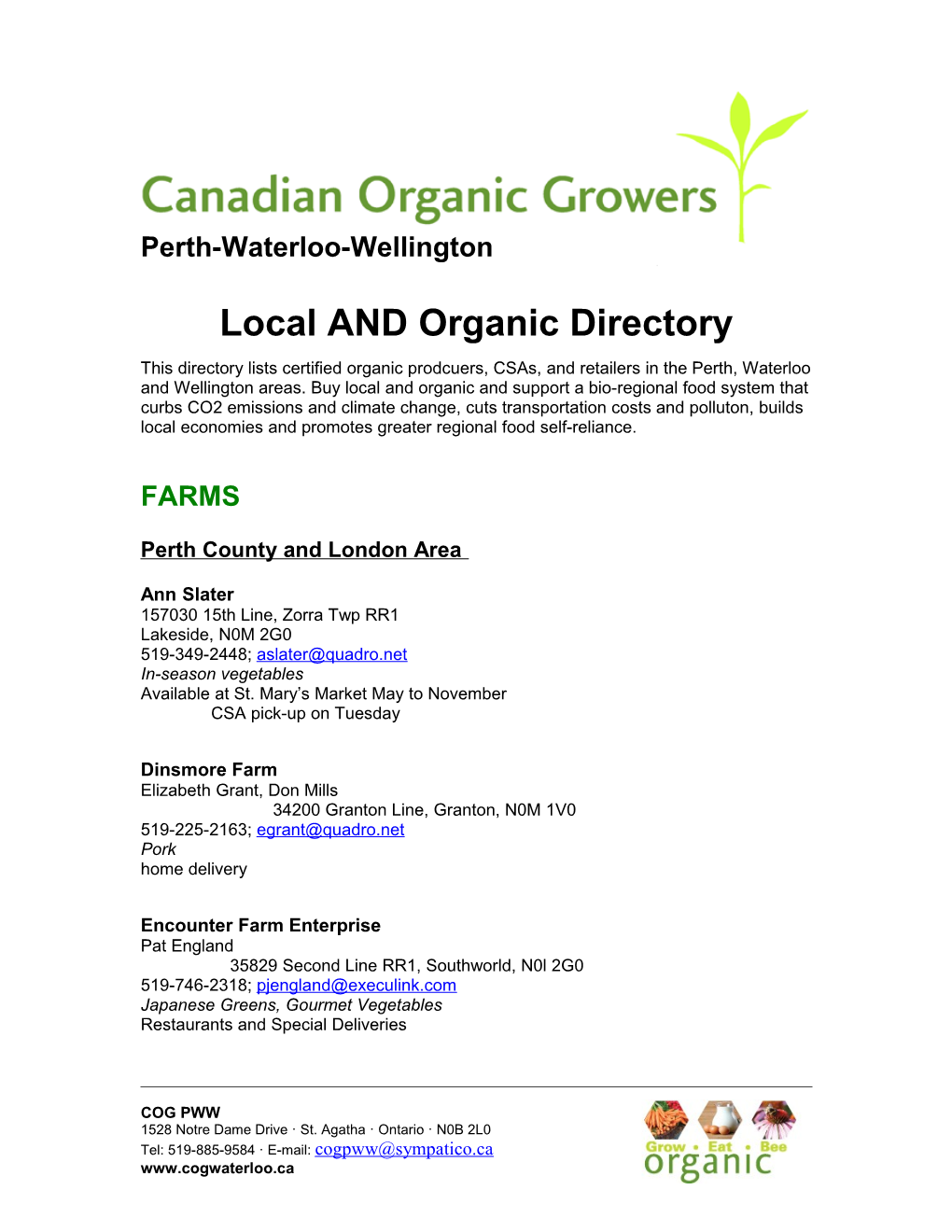 Local and Organic Directory