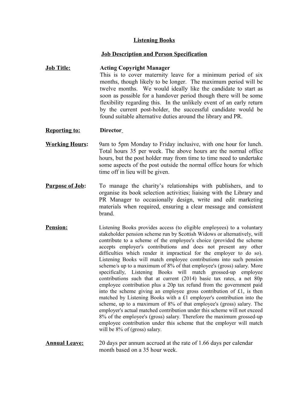 Job Description and Person Specification s5