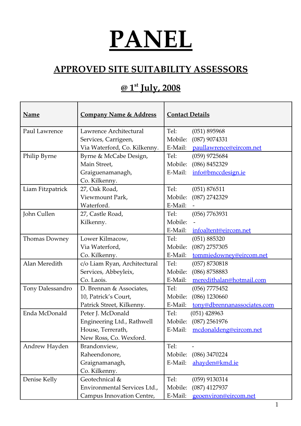 Approved Site Suitability Assessors