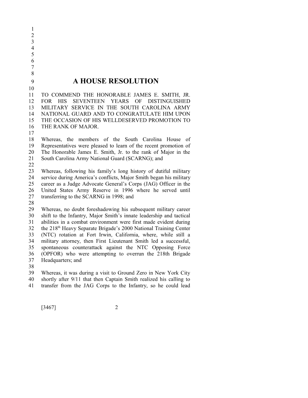 2013-2014 Bill 3467: Honorable James E. Smith - South Carolina Legislature Online