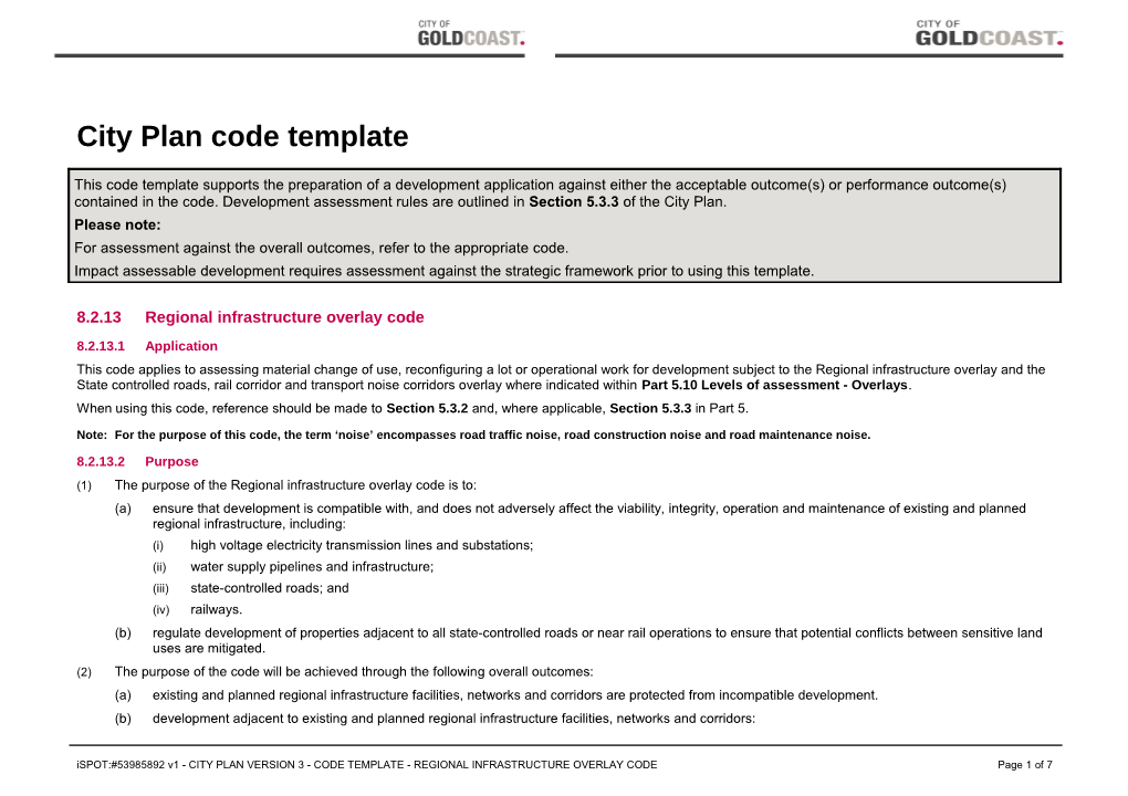 Regional Infrastructure Overlay Code