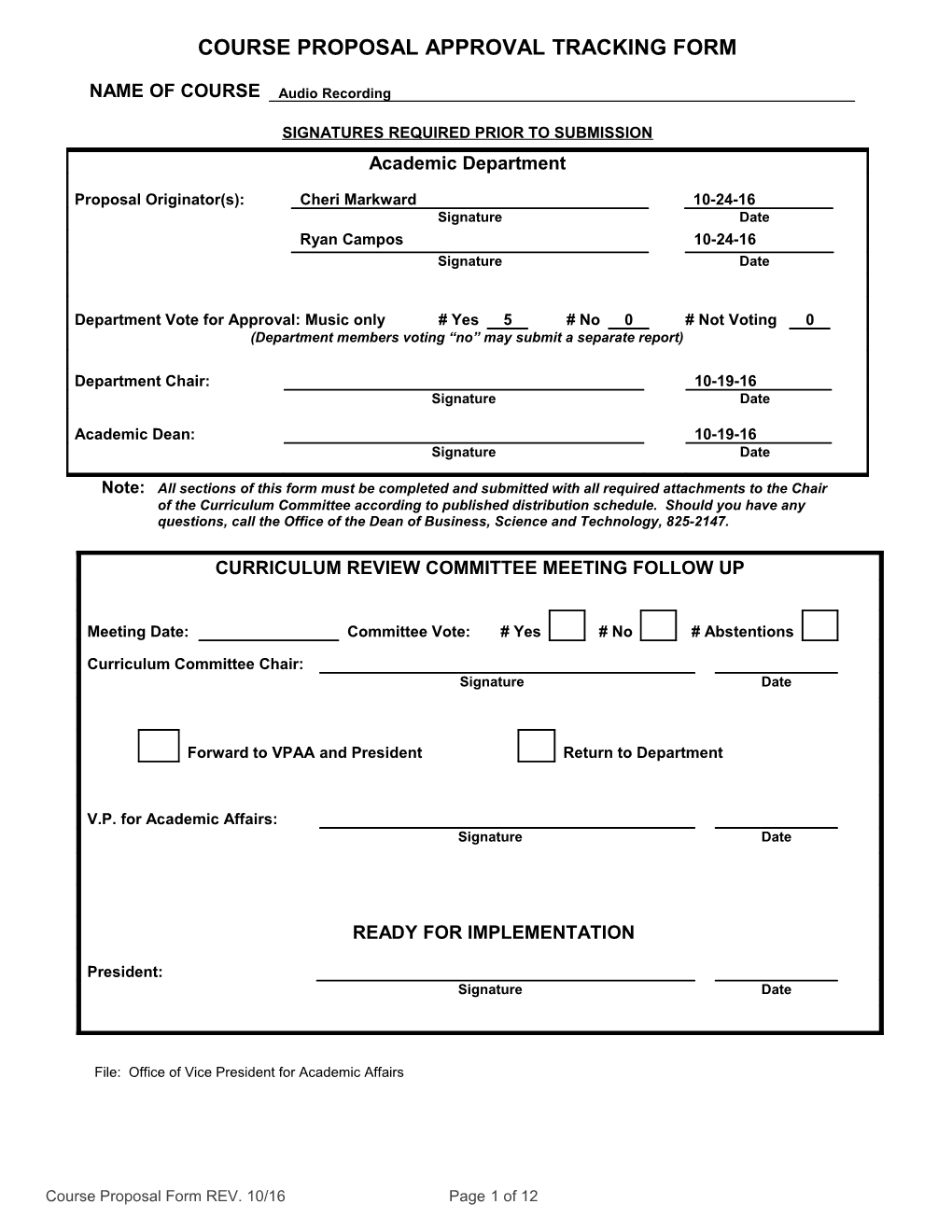 Course Proposal Form