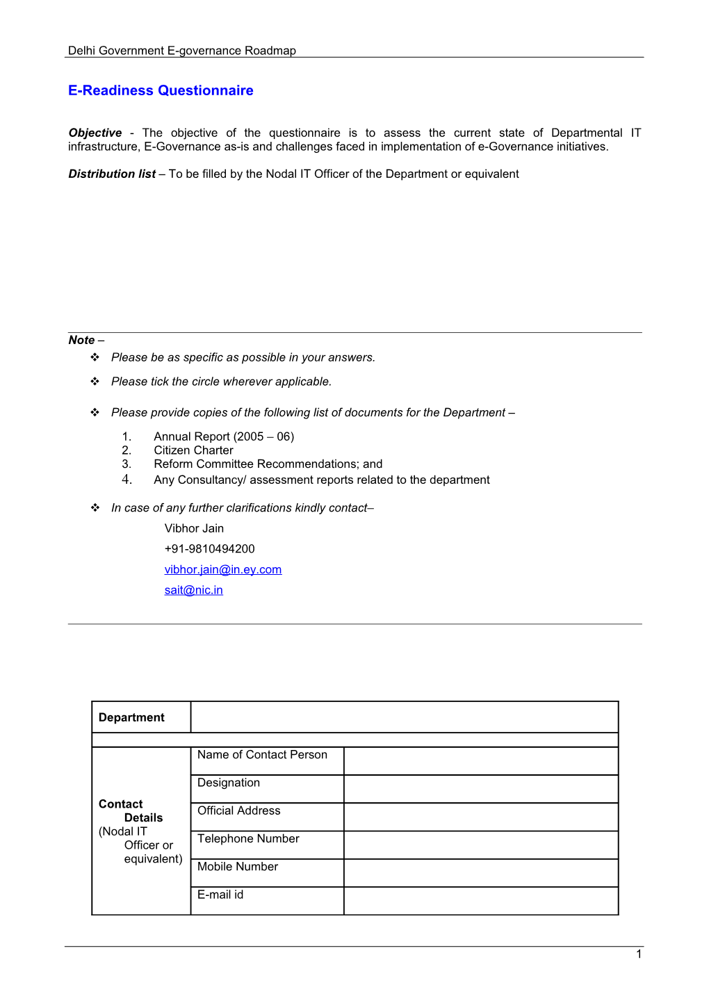 Delhi Government E-Governance Roadmap