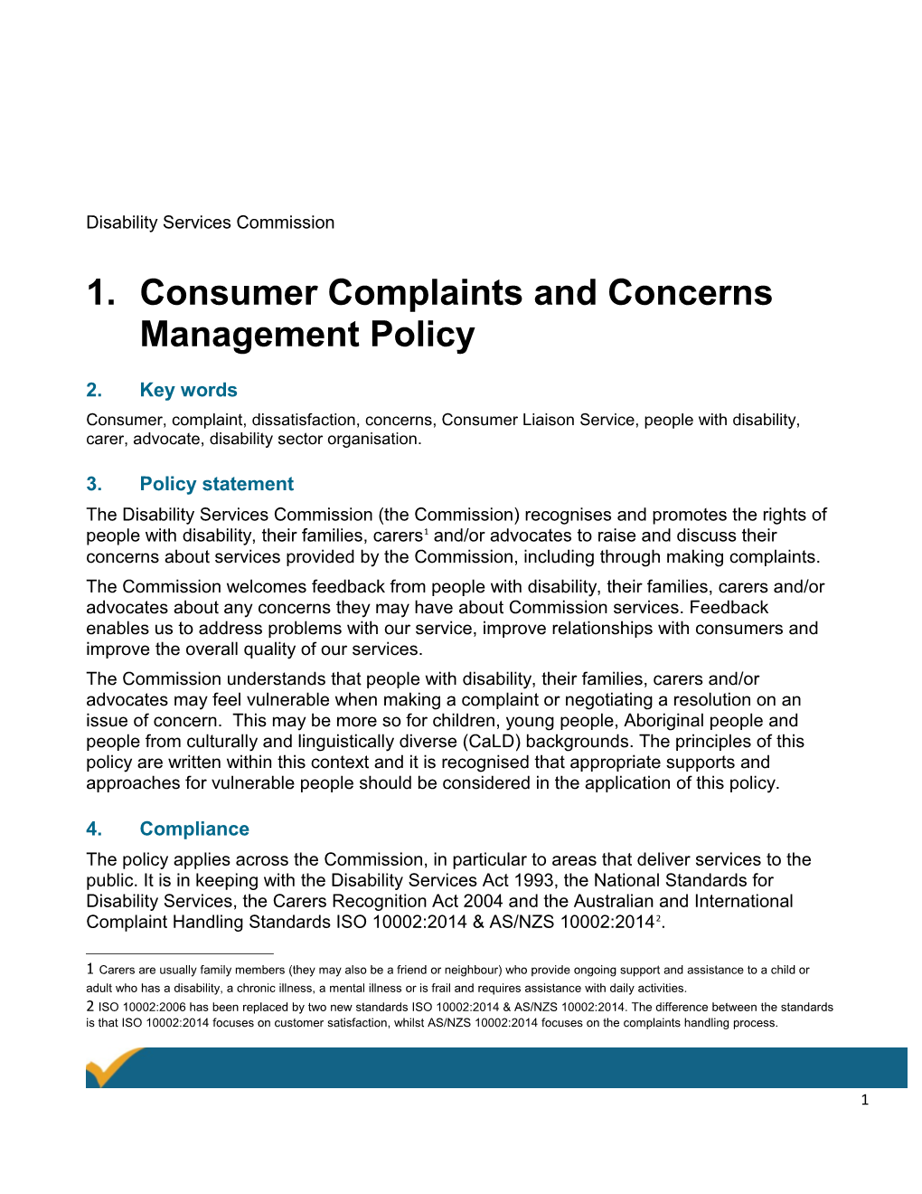 Consumer Complaints and Concerns Management Policy