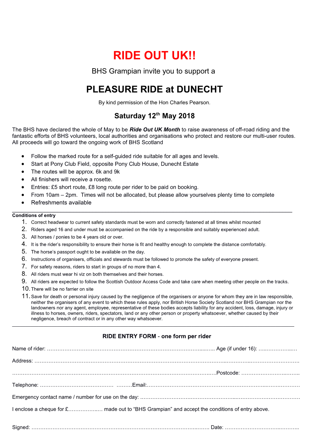 The BHS Have Declared the Whole of May to Be Ride out UK Month to Raise Awareness of Off-Road