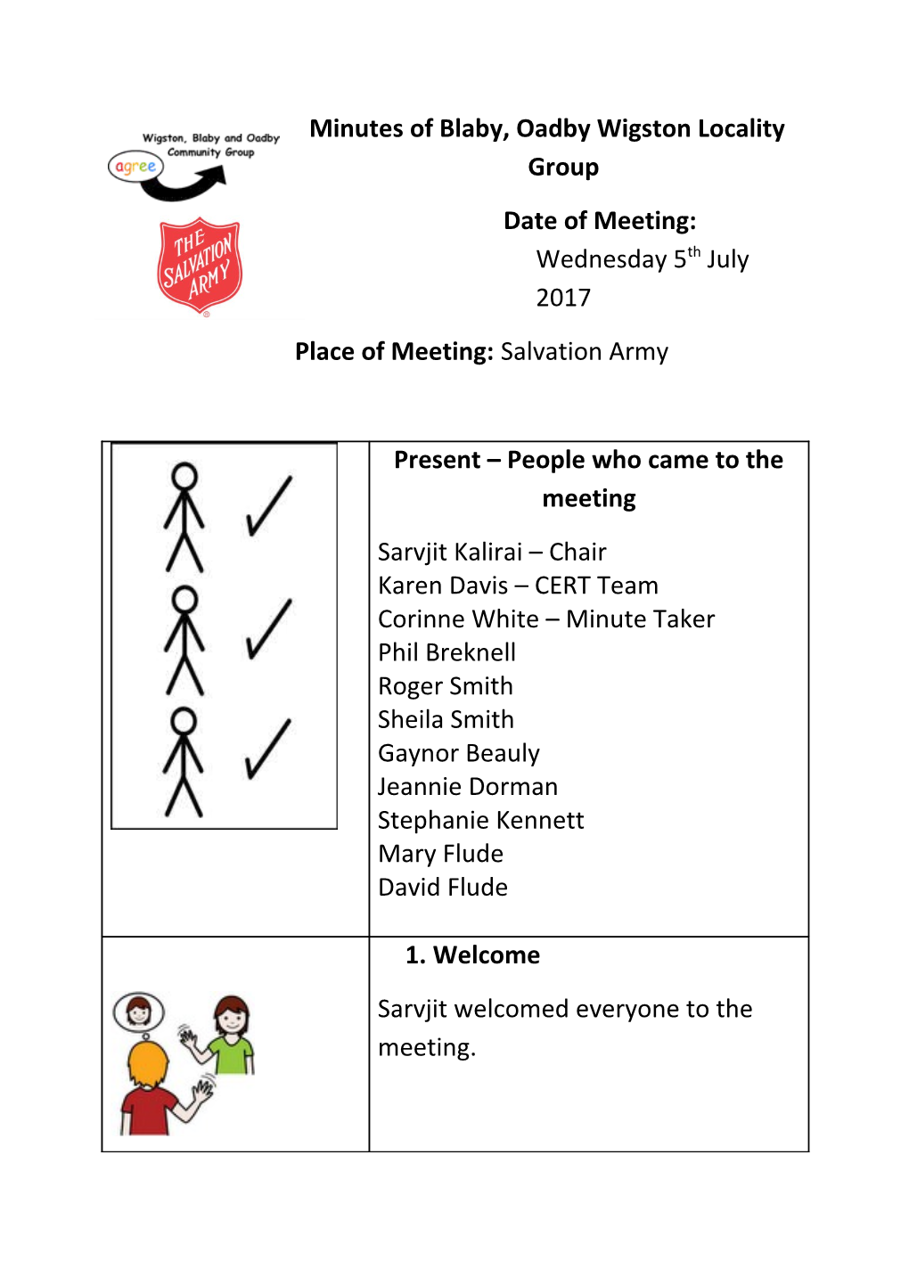 Place of Meeting: Salvation Army