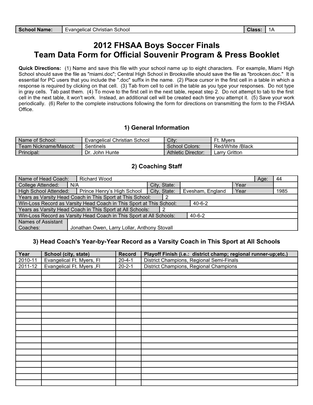 Team Data Form for Official Souvenir Program & Press Booklet s6
