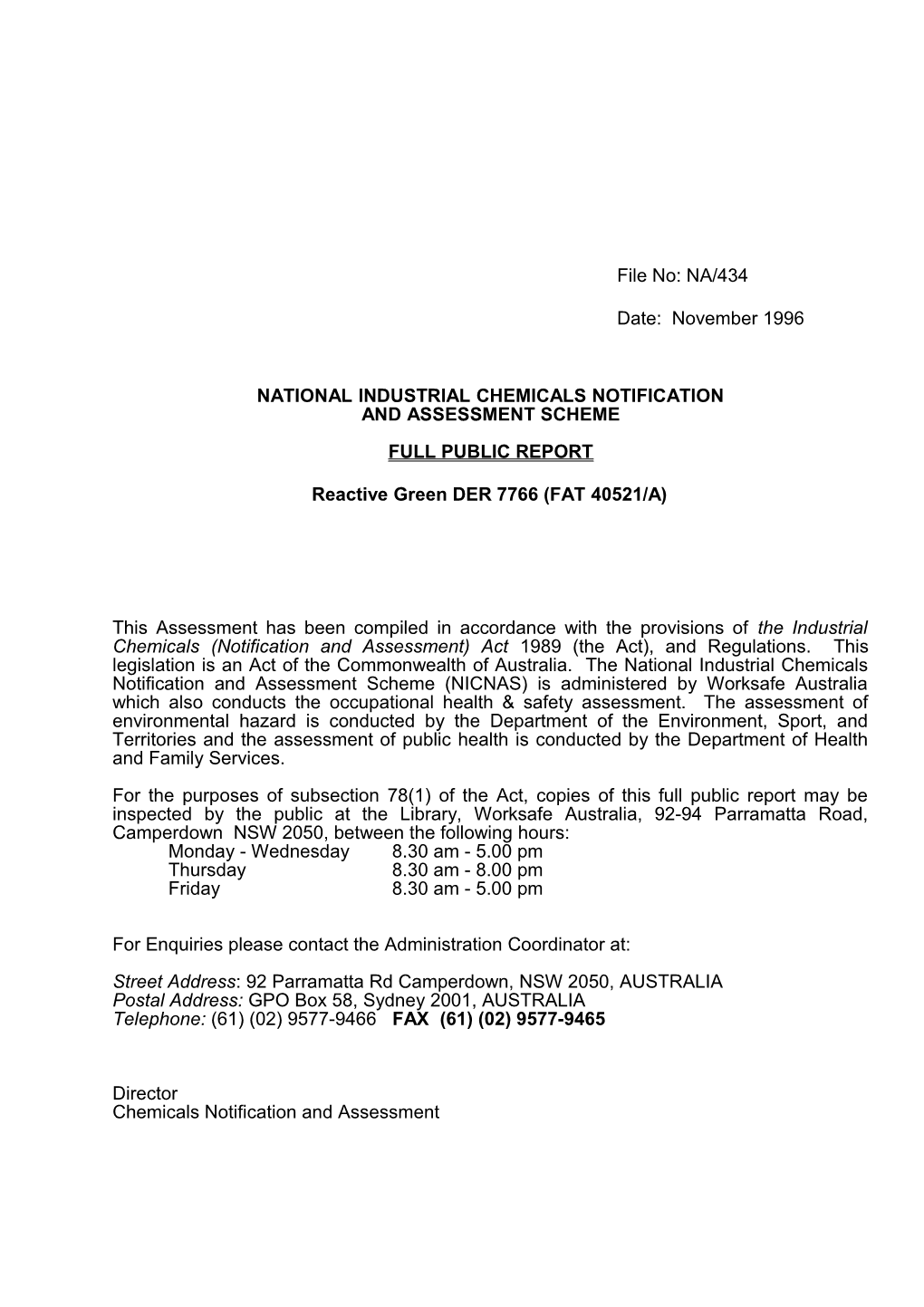 National Industrial Chemicals Notification s7