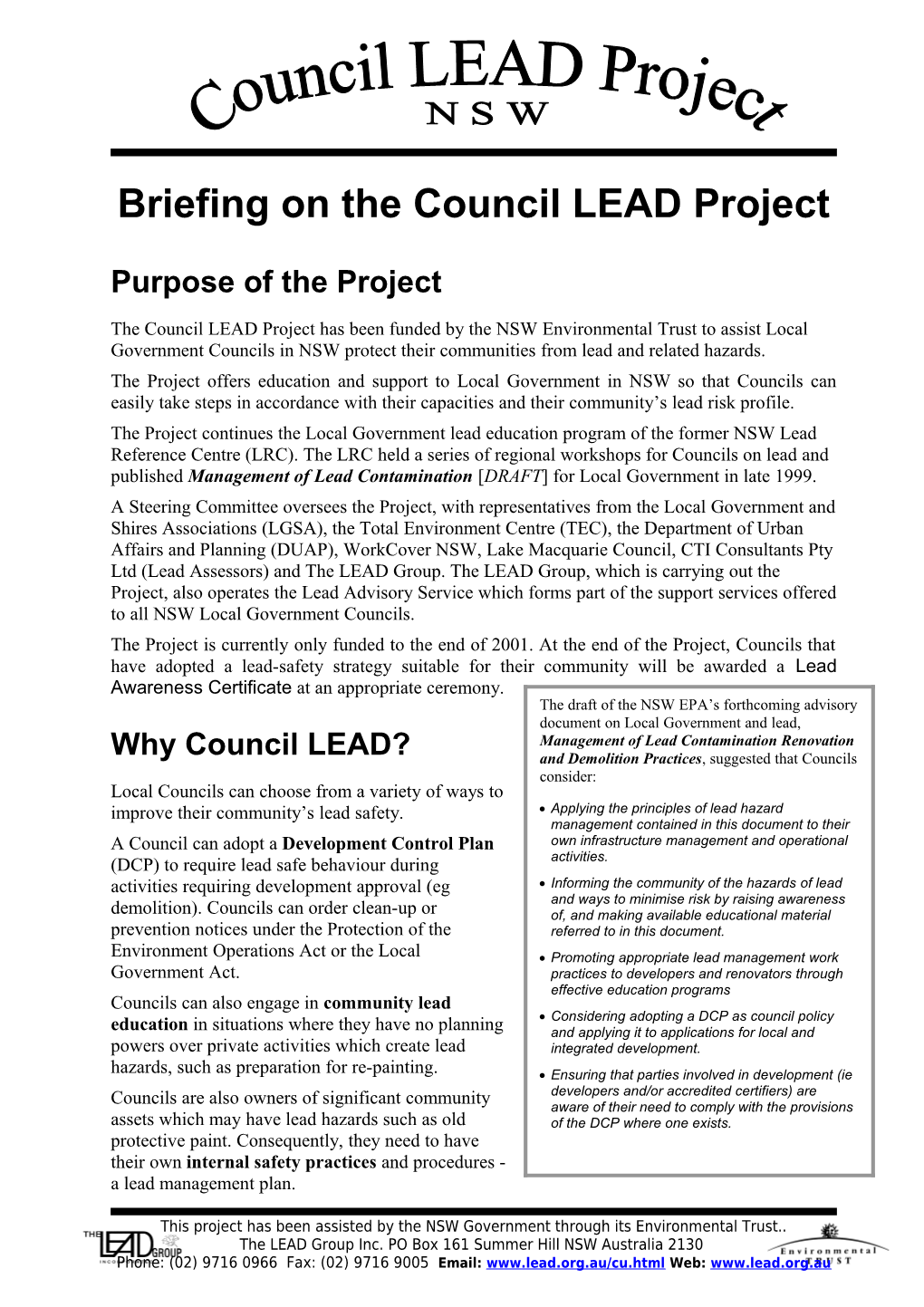 Council LEAD Project Overview
