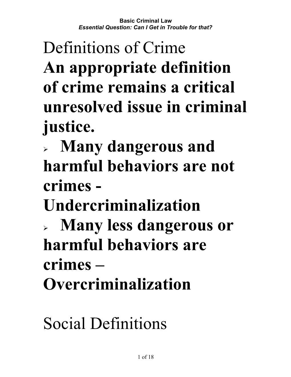 Definitions of Crime