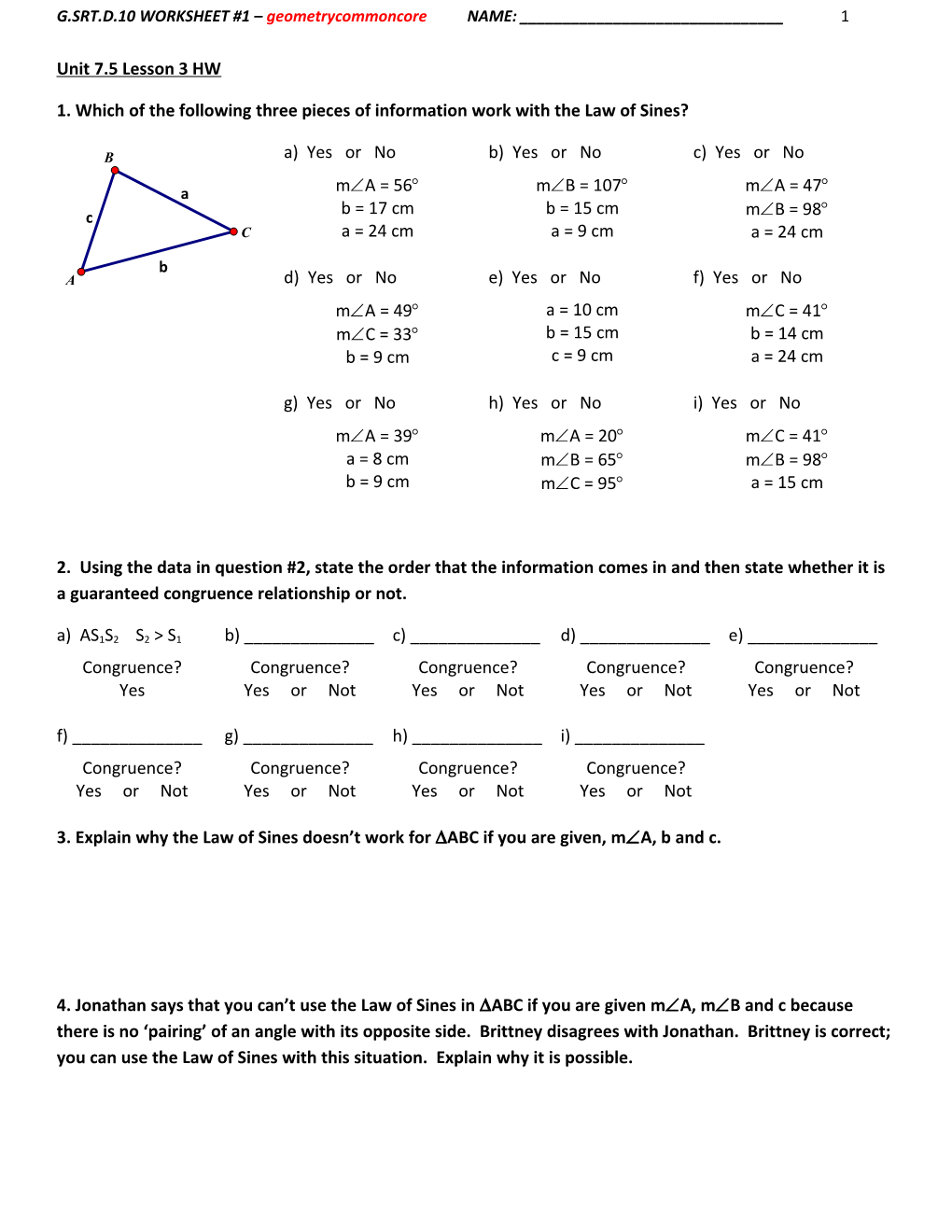 G.SRT.D.10 WORKSHEET Geometrycommoncore 2