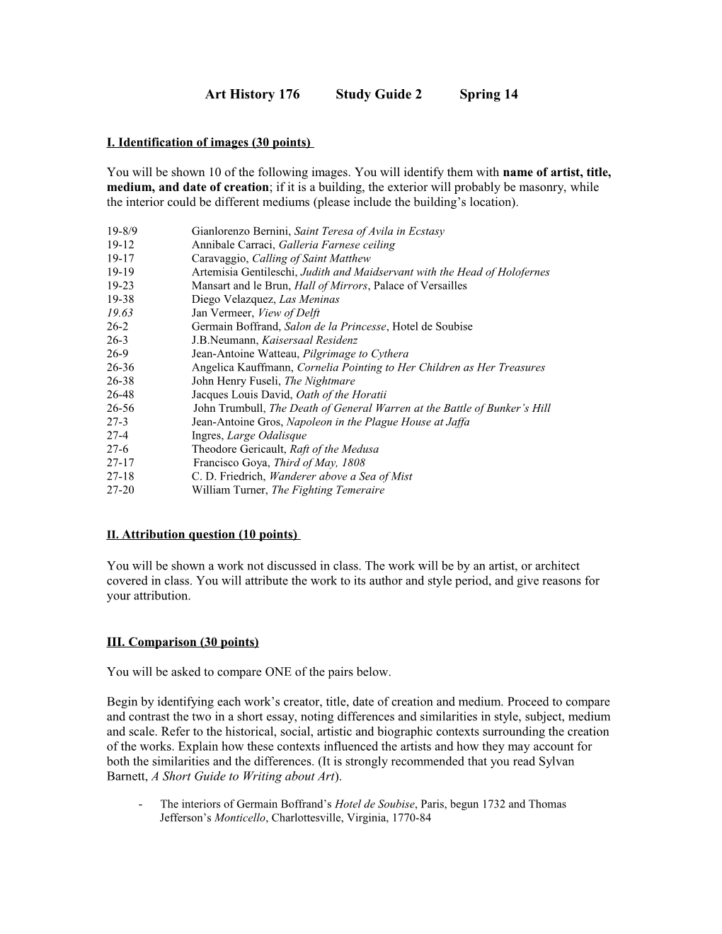 Art History 176 Study Guide 2 Spring 14