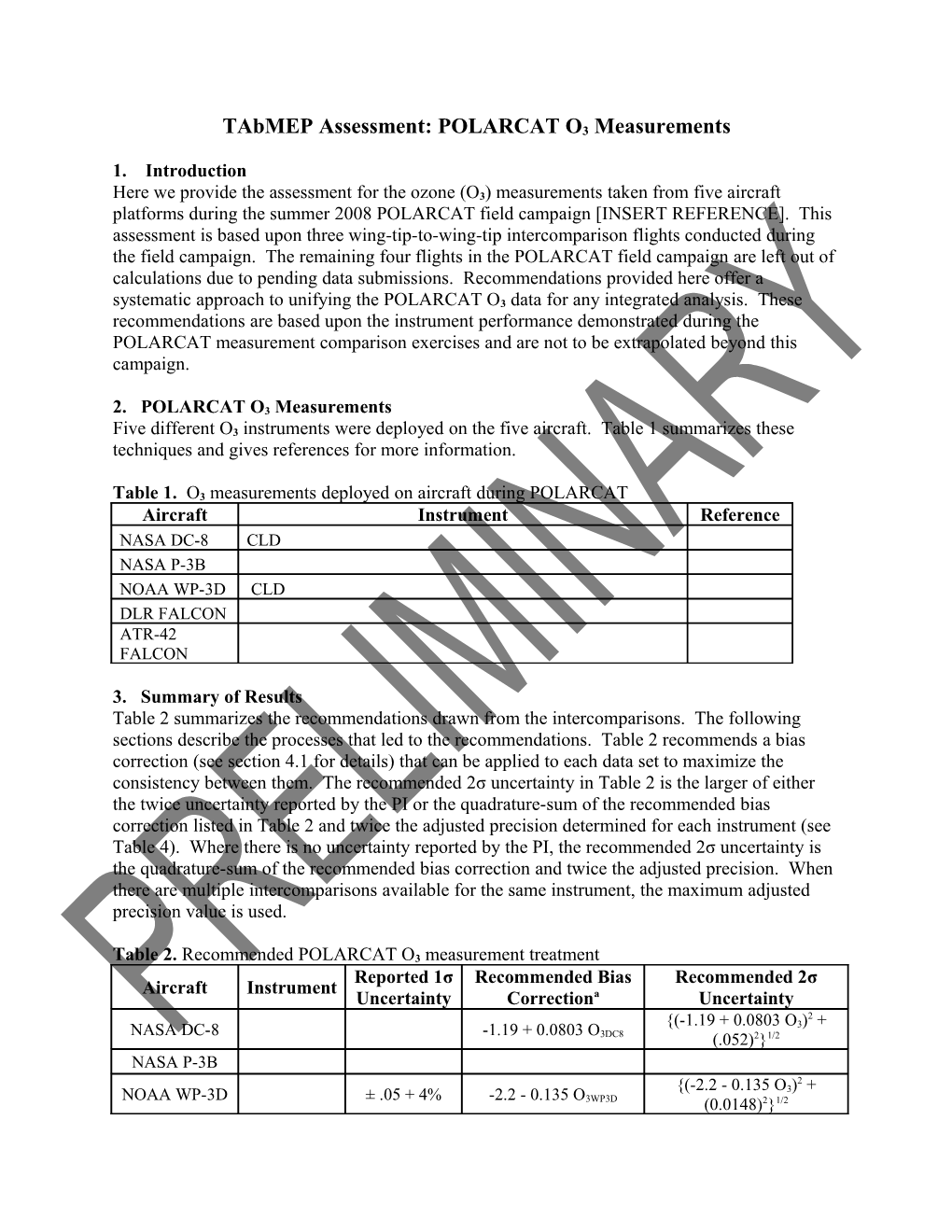 Tabmep Assessment: POLARCAT O3 Measurements