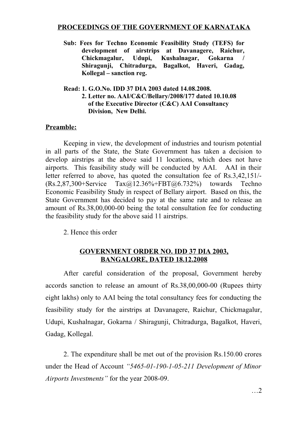 Proceedings of the Government of Karnataka s3