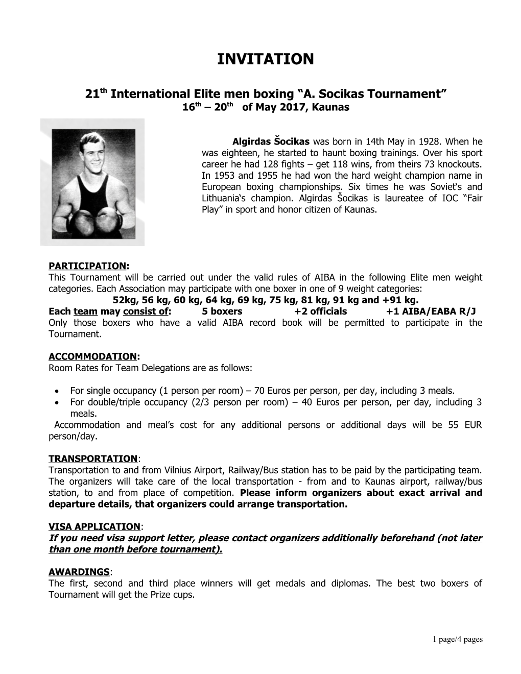 21Th International Elite Men Boxing A. Socikas Tournament