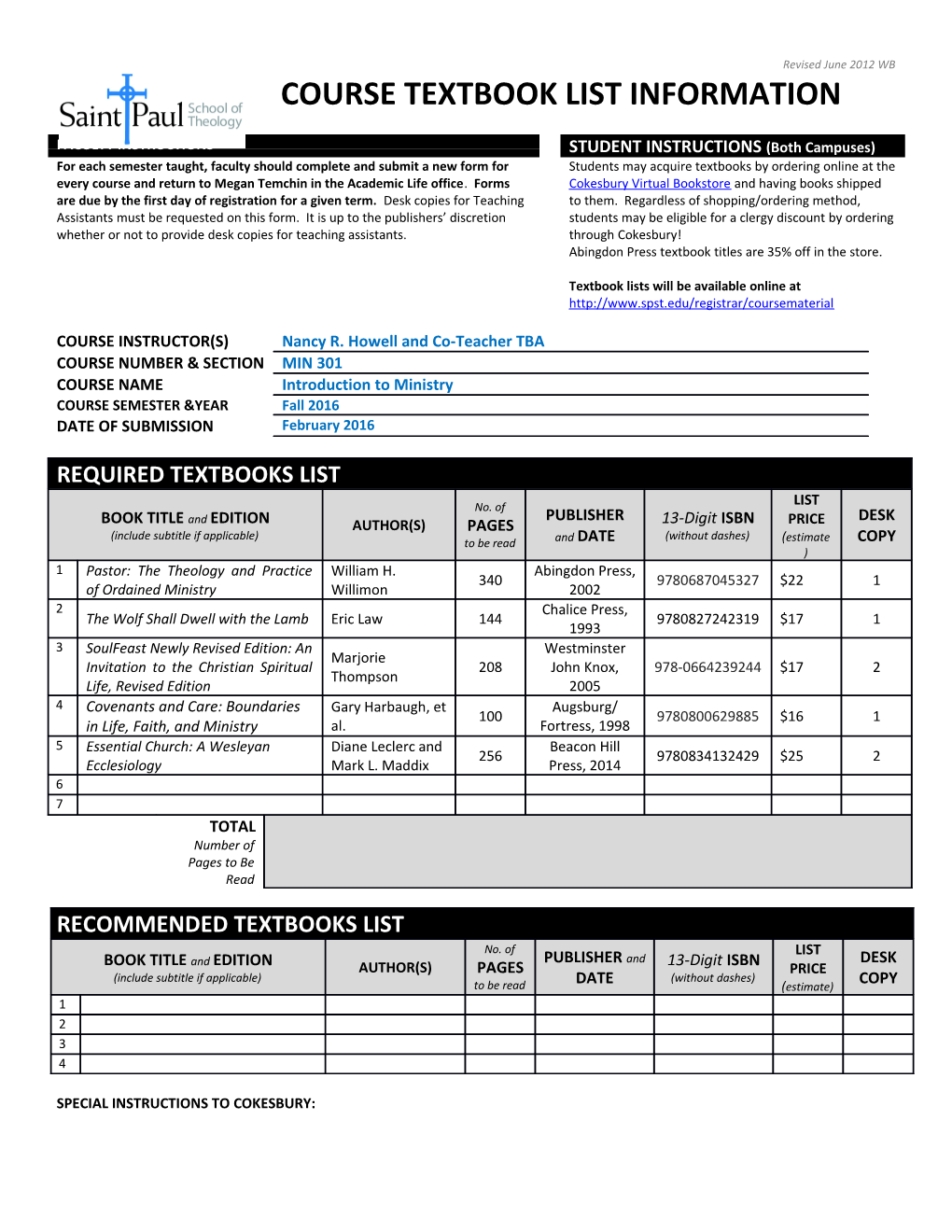 Spst Textbook Order Form