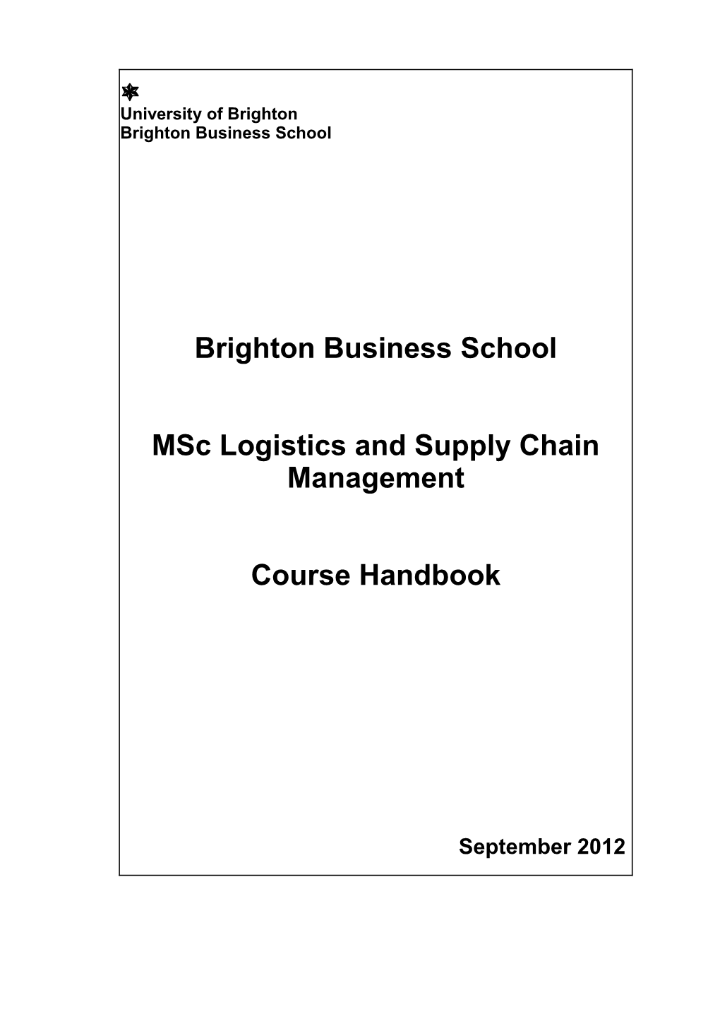 Msc Logistics and Supply Chain Management