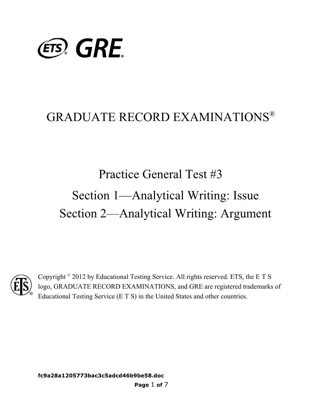 GRE Practice 3 Analytical Writing