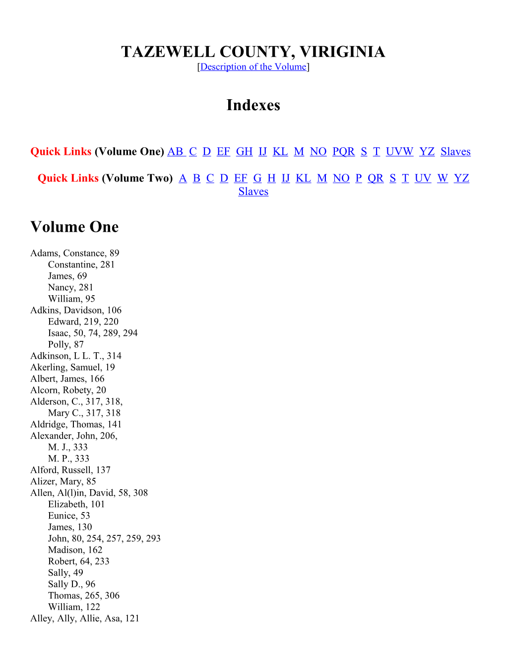 Index to Both Volumes