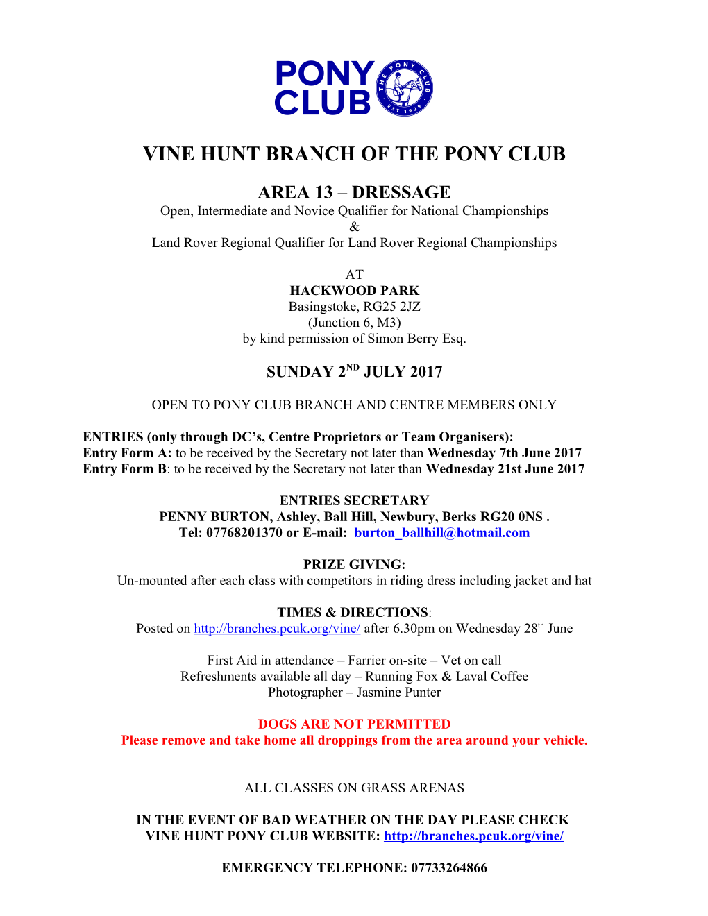 Vine Hunt Branch of the Pony Club