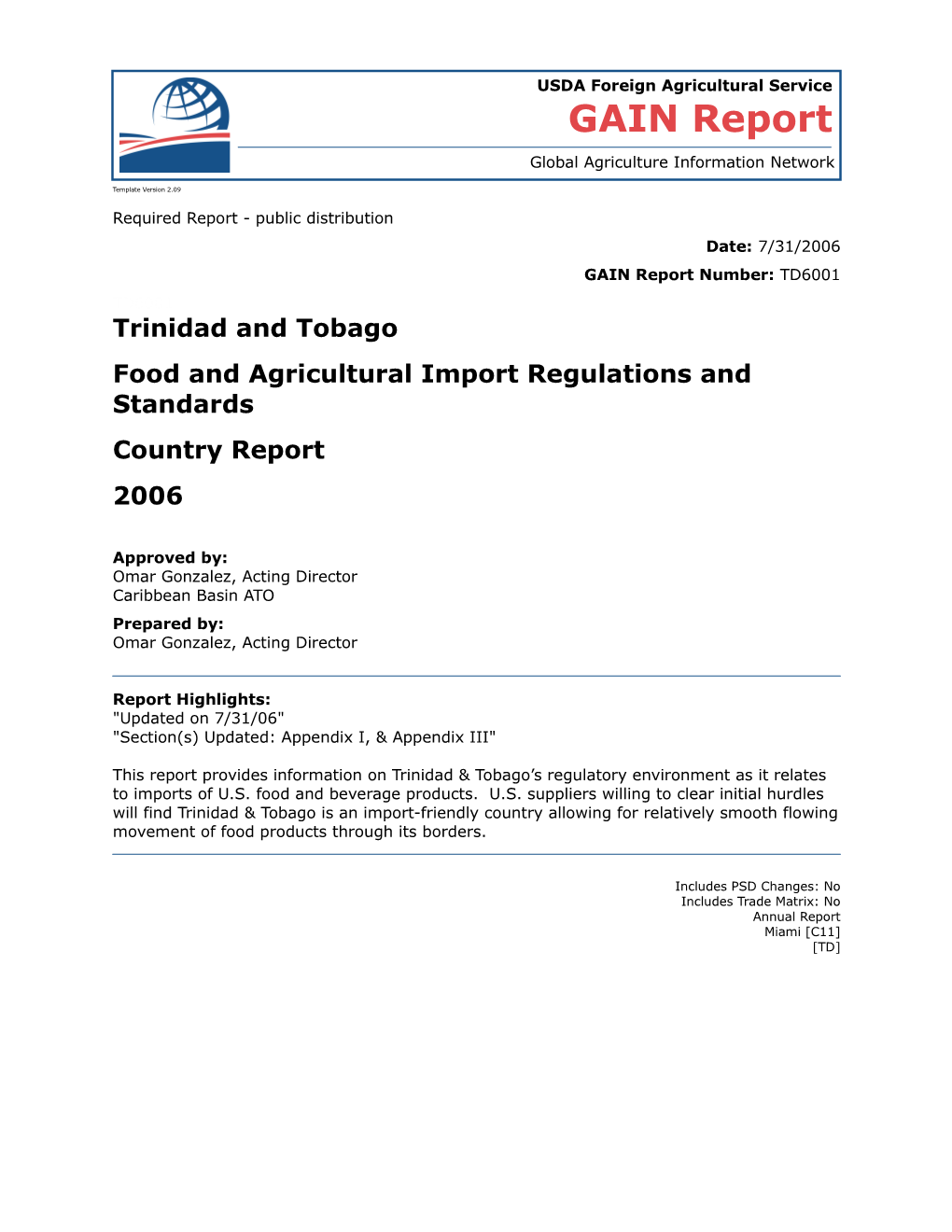 Food and Agricultural Import Regulations and Standards s8