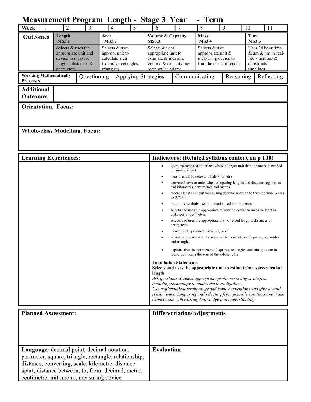 Number Program Addition & Subtraction - Stage 3 Year - Term