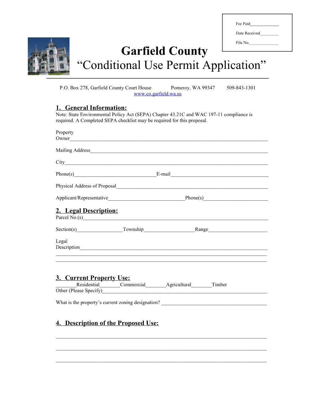 Conditional Use Permit Application