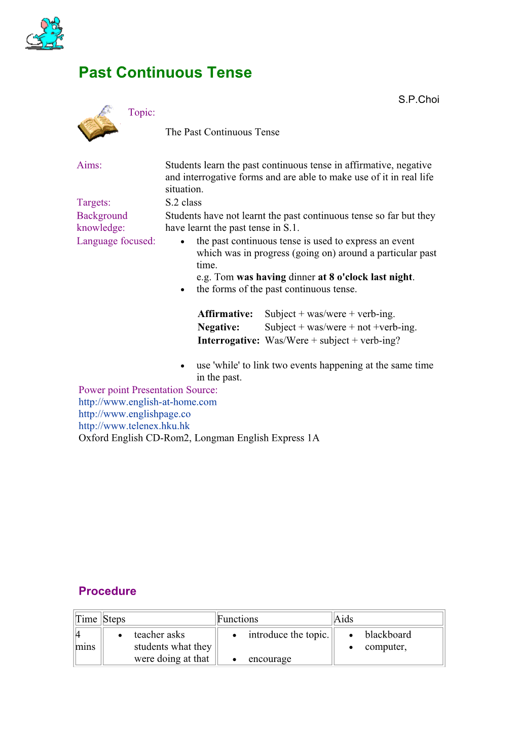 Past Continuous Tense