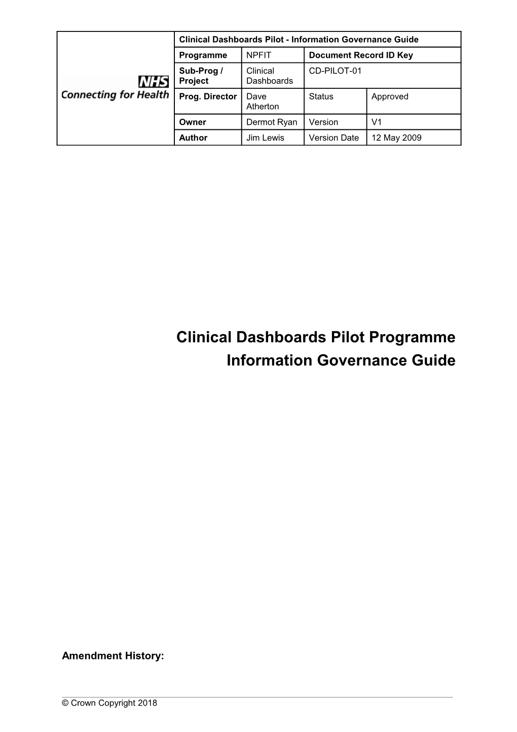 Clinical Dashboards Pilot - Information Governance Guide