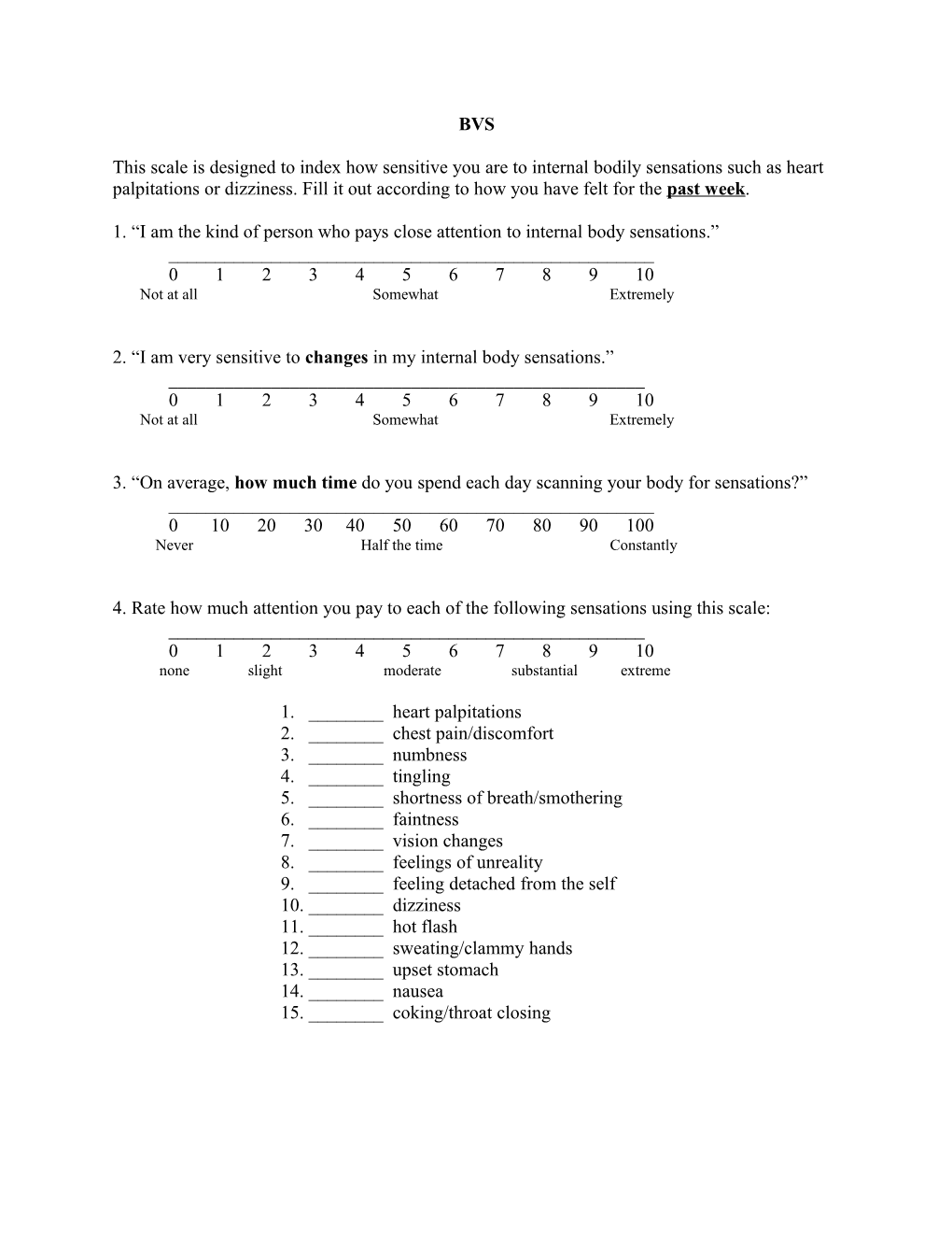 Body Vigilance Scale