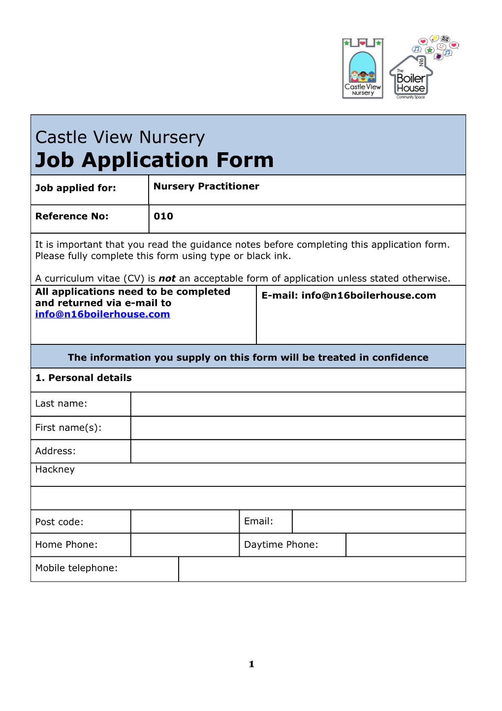Application for Employment Form s2