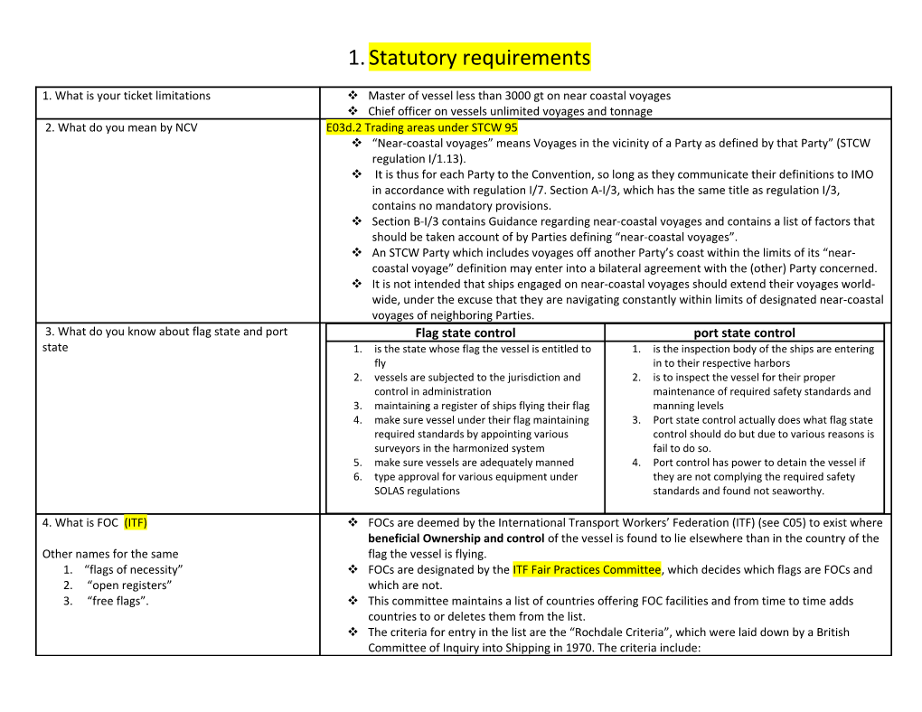 1. Statutory Requirements