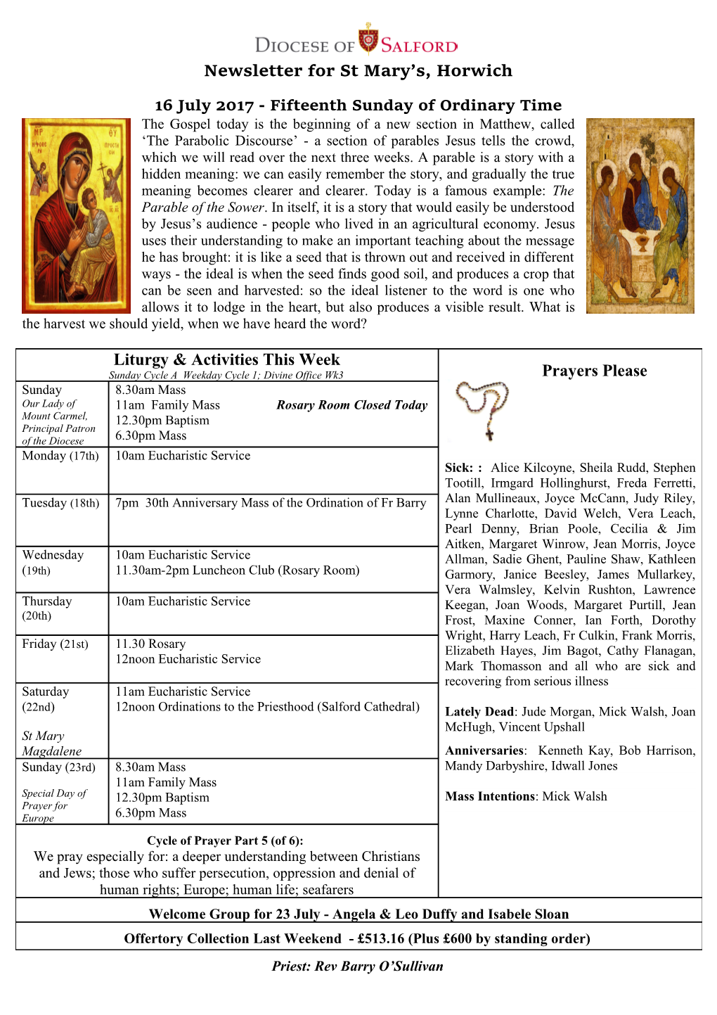 Newsletter for St Mary S, Horwich
