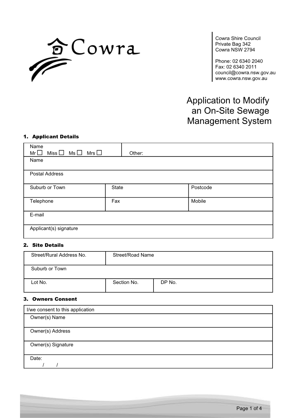 Application for Approval to Operate