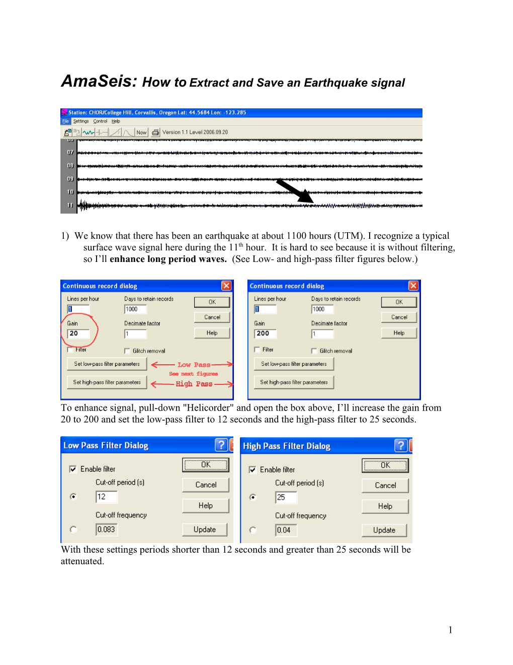 Amaseis Notes: Extracting and Saving an Earthquake