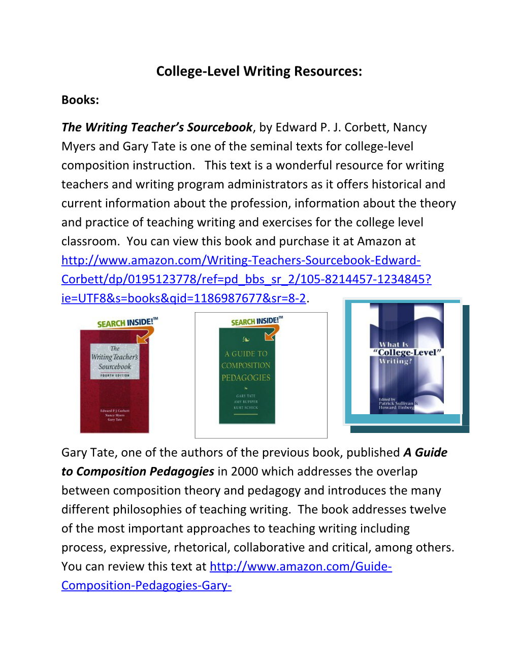 College-Level Writing Resources