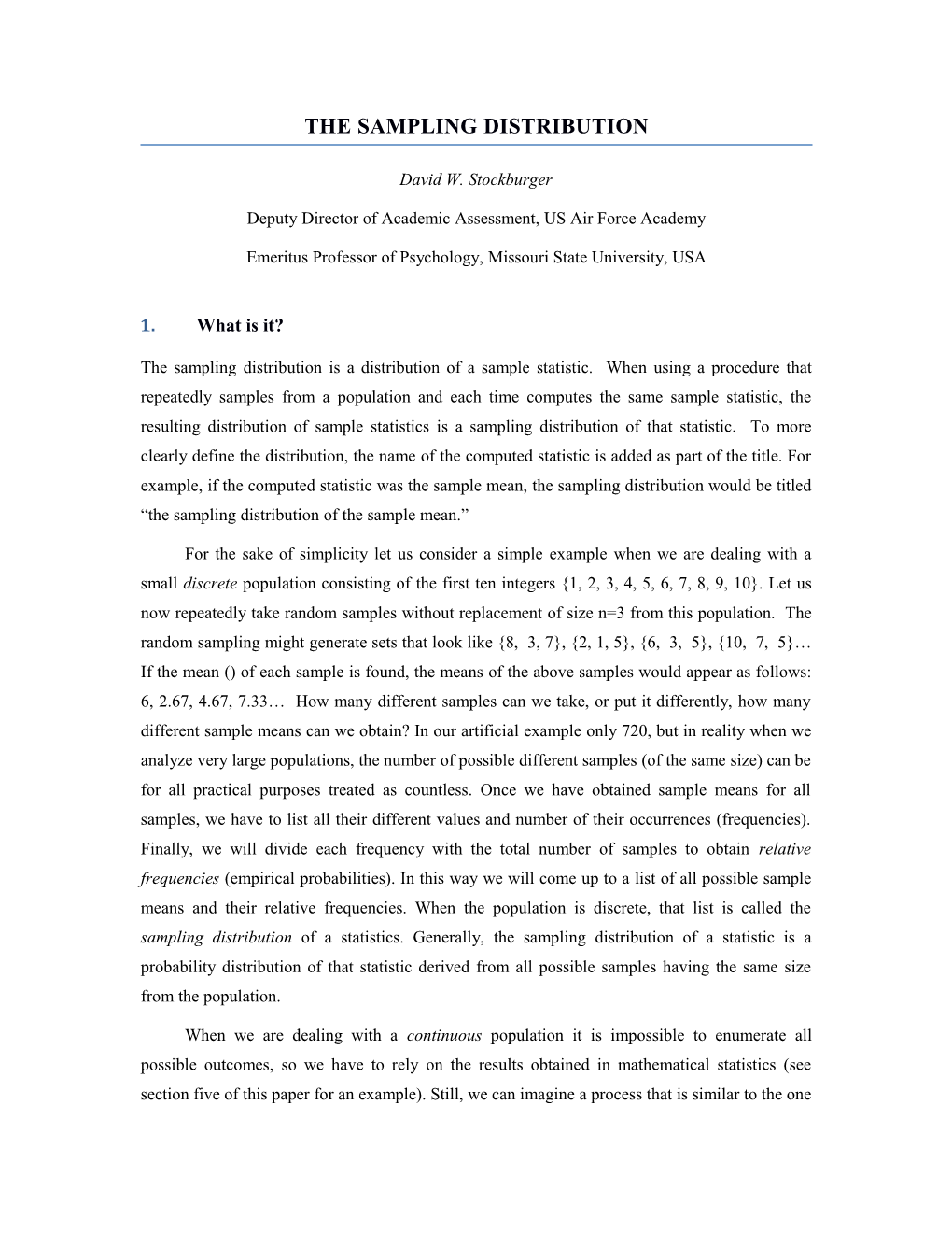 17 the Sampling Distribution