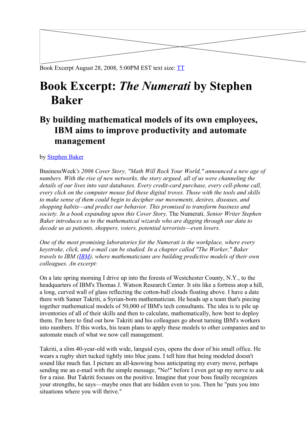 Book Excerpt: the Numerati by Stephen Baker