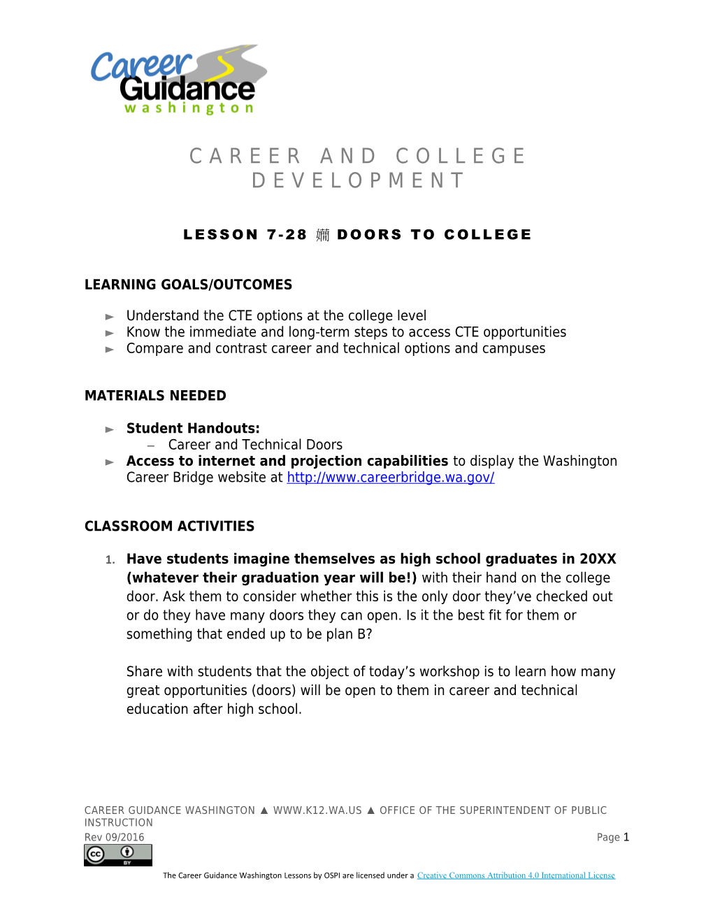 Career Guidance WA Grades 6-8 College Bound Scholarship s3