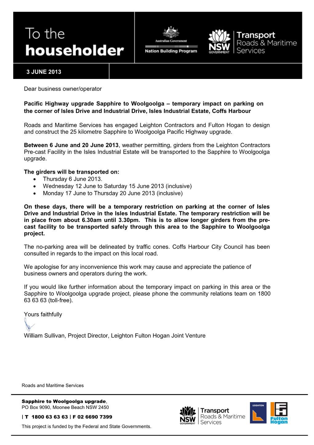 Letter to the Householder - 3 June 2013