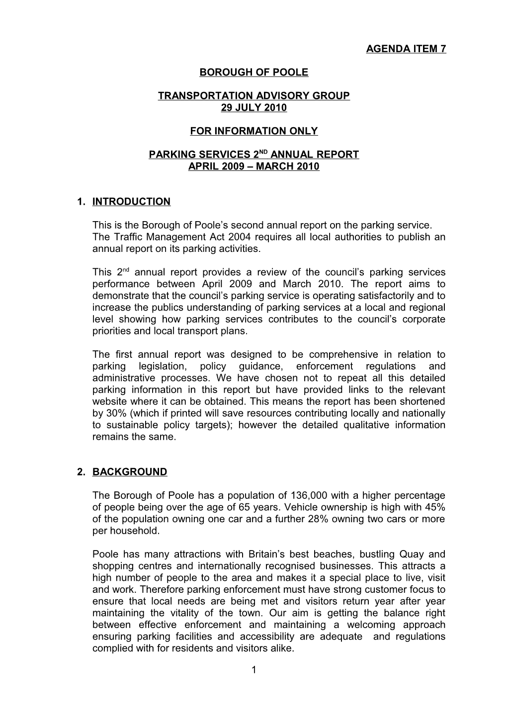 Parking Services 2Nd Annual Report April 2009 - March 2010