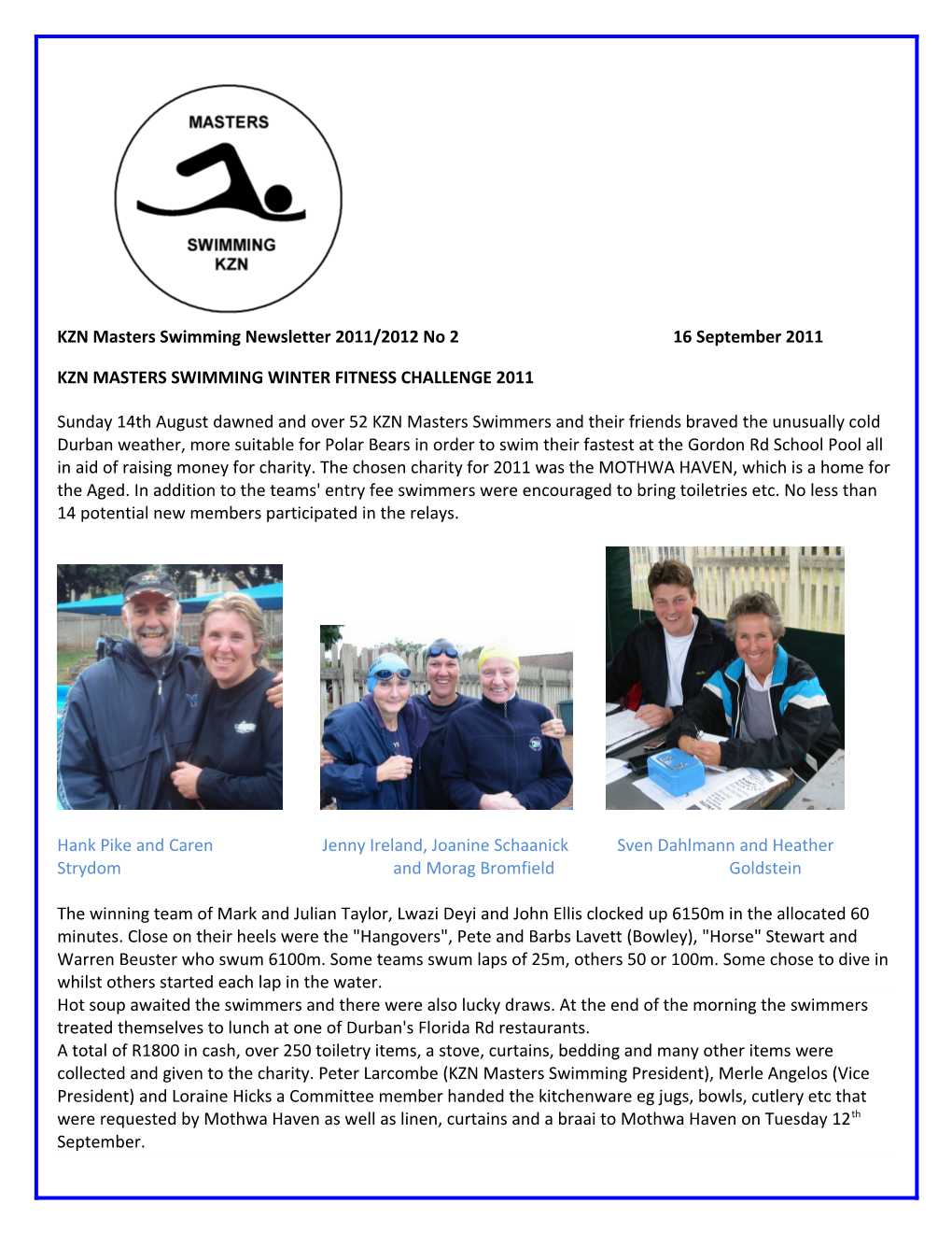 KZN Masters Swimming Newsletter 2011/2012 No 2
