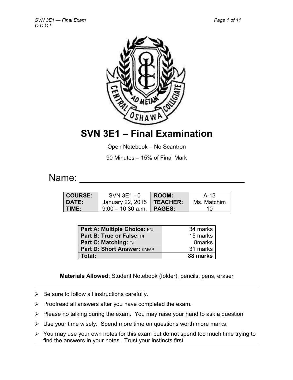 SVN 3E1 Final Examination