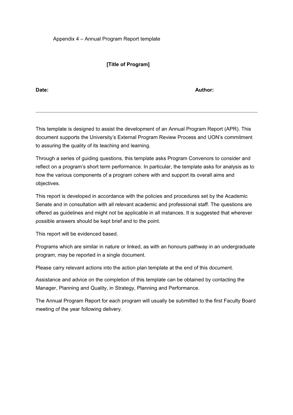 Appendix 4 Annual Program Report Template